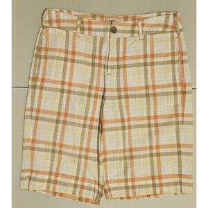 Merona Bermuda Shorts Plaid Orange And White Size 8